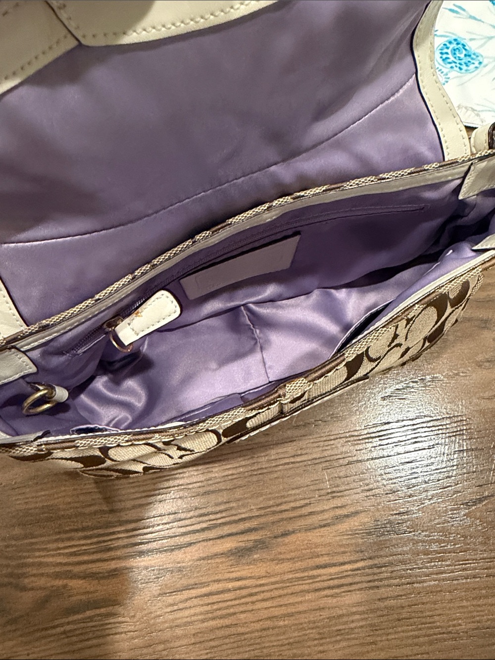 Coach Bleecker Signature Small Shoulder Bag in Khaki/Chalk - Picture 12 of 12